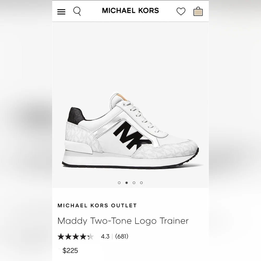 💋Michael Kors Maddy Two-Tone Logo Trainer (10) - Picture 2 of 12